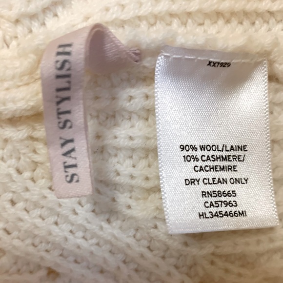 Olivia Palermo Chelsea Women’s White Wool Cashmere Blend Cold Shoulder Sweater - Picture 3 of 4